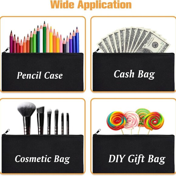 Canvas Pouch- Multi-purpose Cosmetic Bag with Zipper, DIY Craft Canvas Zipper Po - Picture 4 of 6